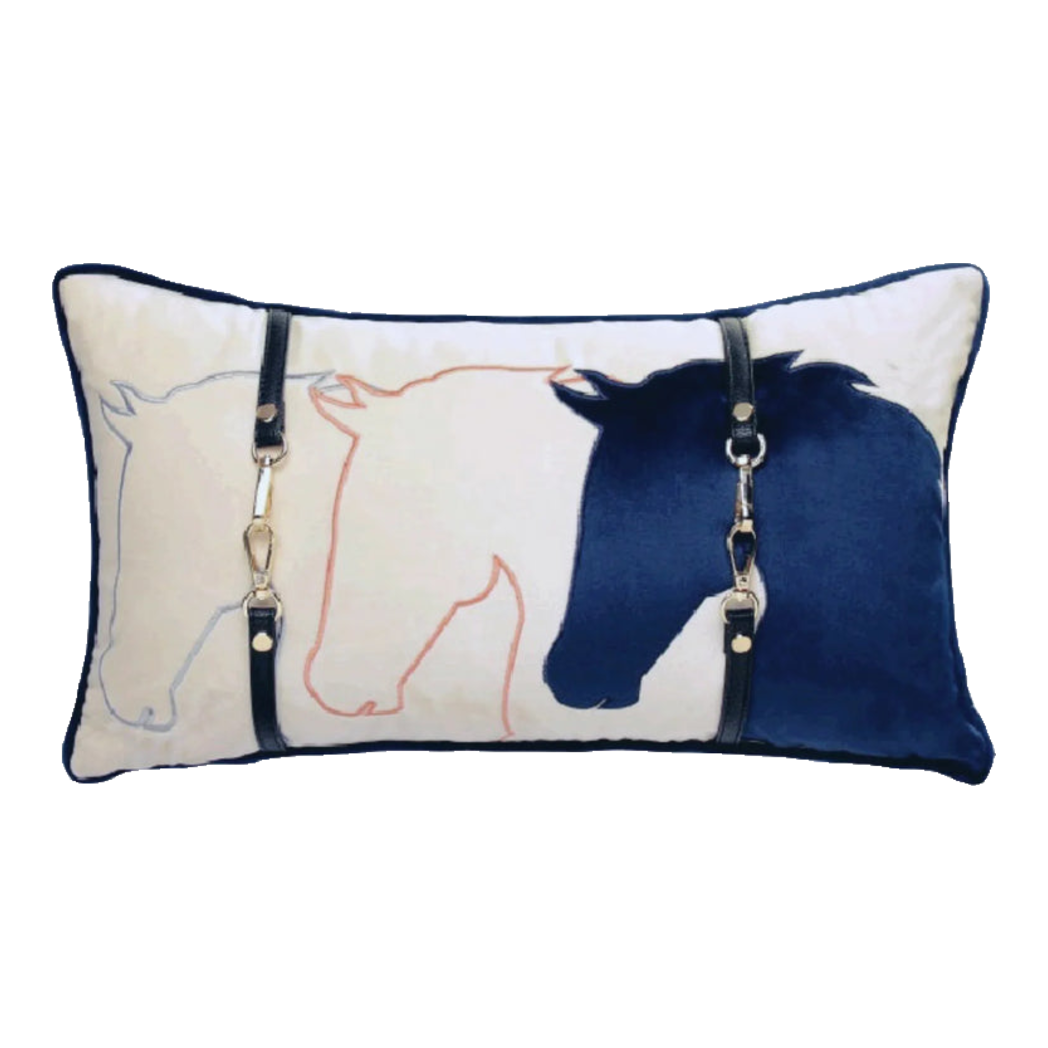 Gối Nhung Équestre Harness / Navy 30X50