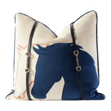 Vỏ Gối Velour Ivoire Perlé Royale Équestre Bleu Harness 45