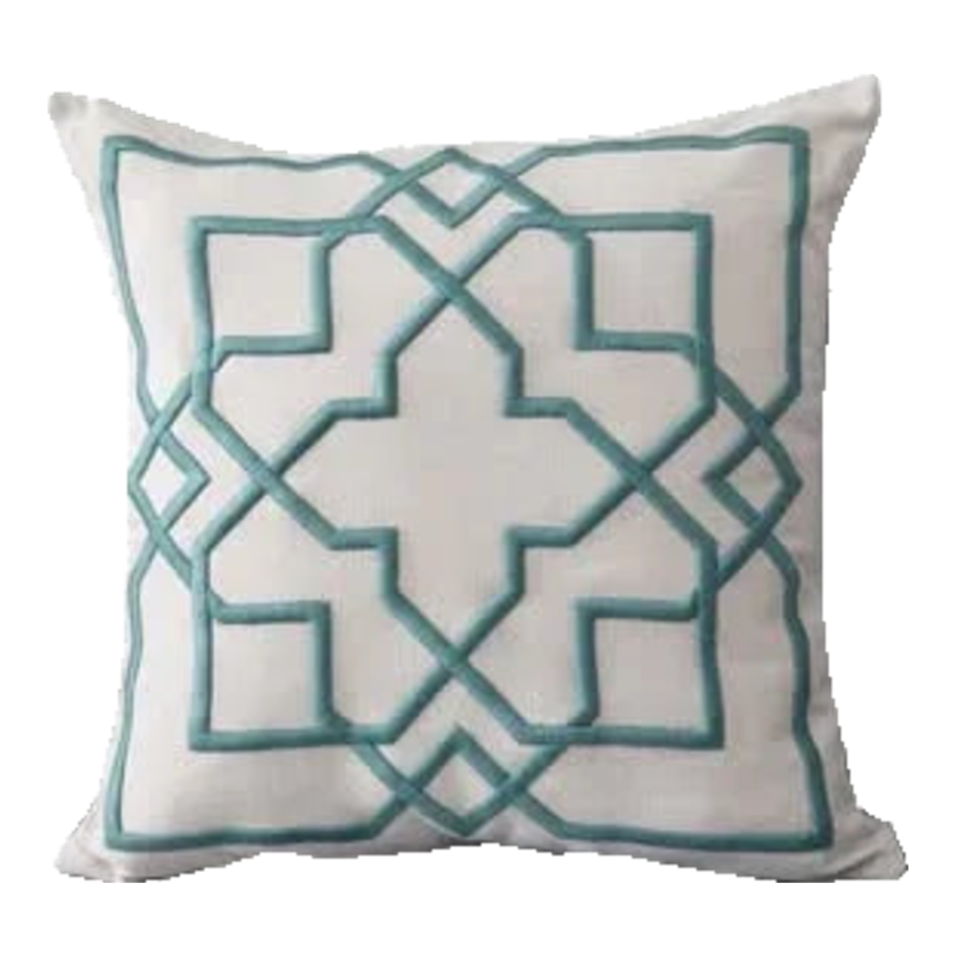 Vỏ Gối Canvas Thêu 3D Turquoise Lattice Trellis 45