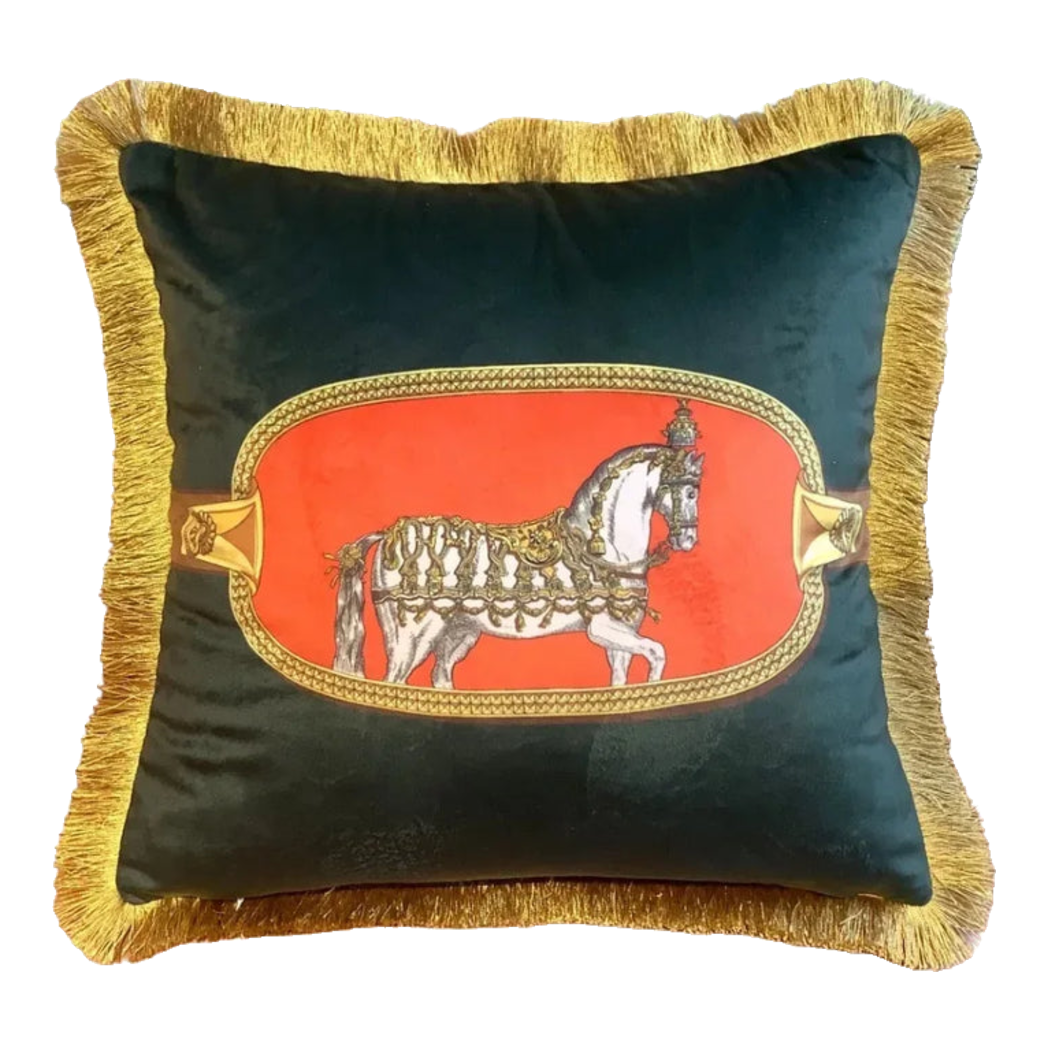 Vỏ Gối Nhung Équestre Émeraude Cheval 45.