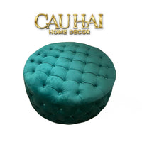 Ghế Đôn Nhung Tròn Chester Époque Emerald 90x40