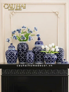 Bình Hoa Ceramic Blue Mystery 20x44-BÌNH HOA-CẬU HAI HOME DECOR