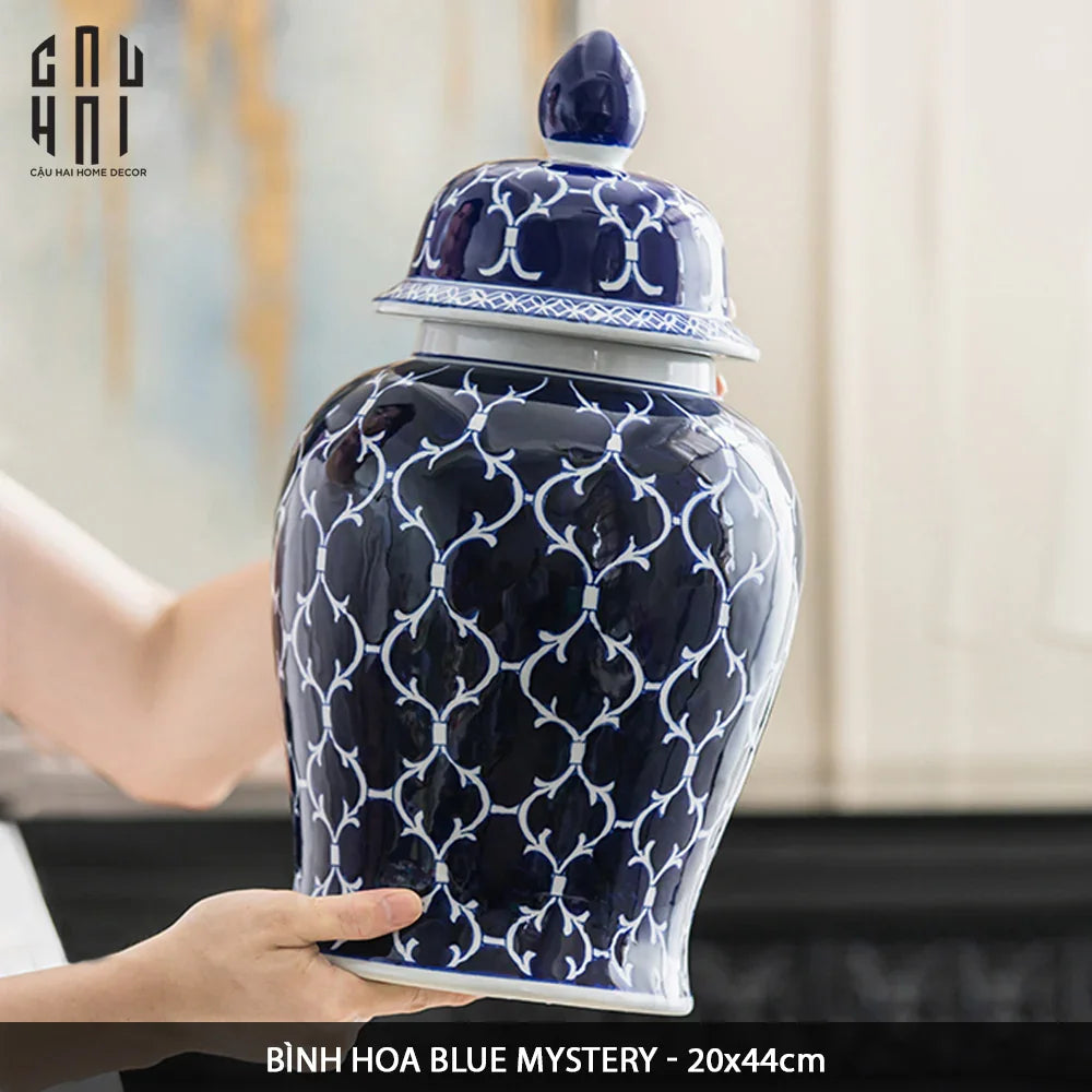 Bình Hoa Ceramic Blue Mystery 20x44-BÌNH HOA-CẬU HAI HOME DECOR
