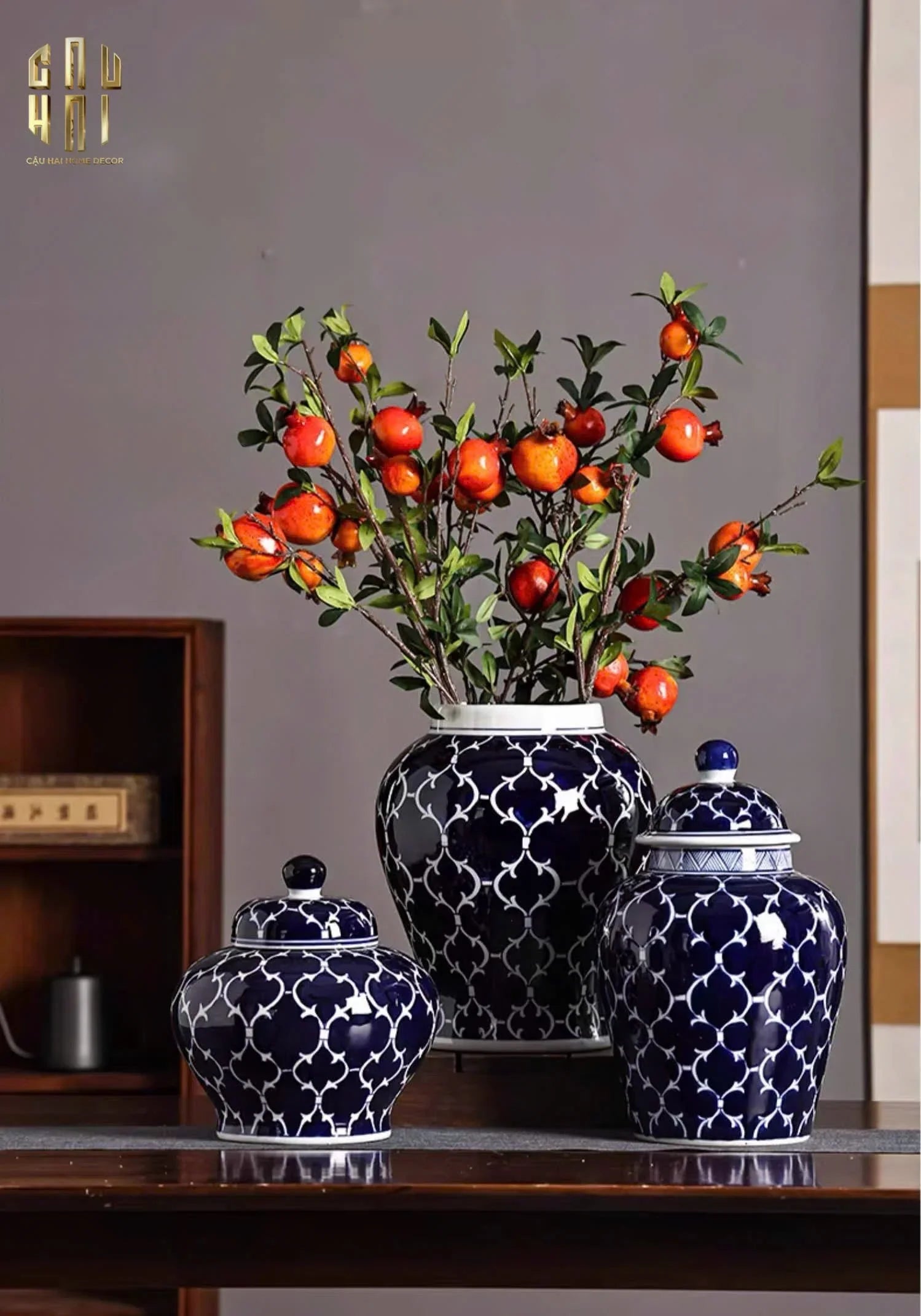 Bình Hoa Ceramic Blue Mystery 20x44-BÌNH HOA-CẬU HAI HOME DECOR