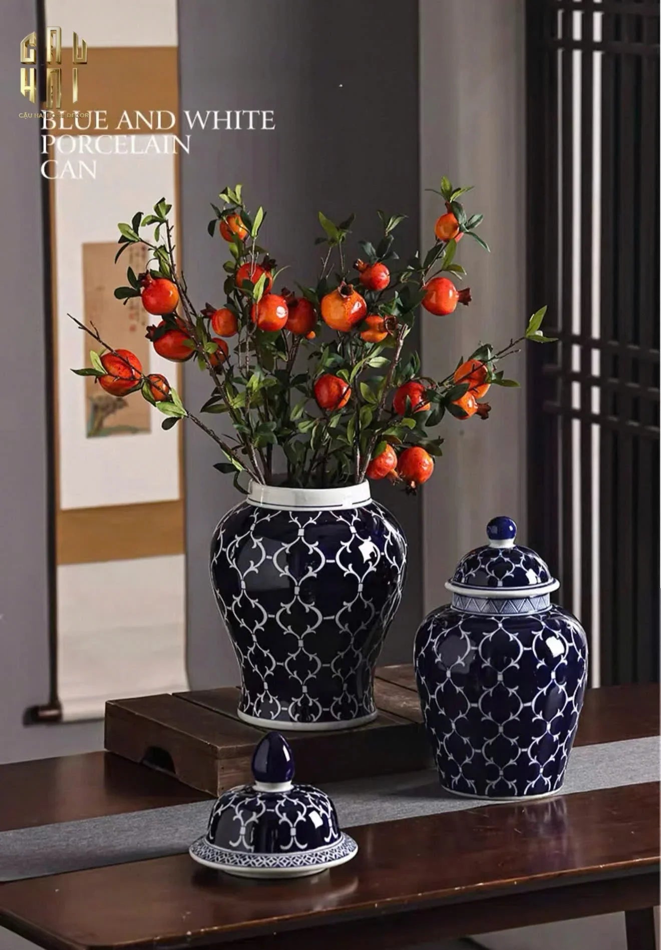 Bình Hoa Ceramic Blue Mystery 20x44-BÌNH HOA-CẬU HAI HOME DECOR