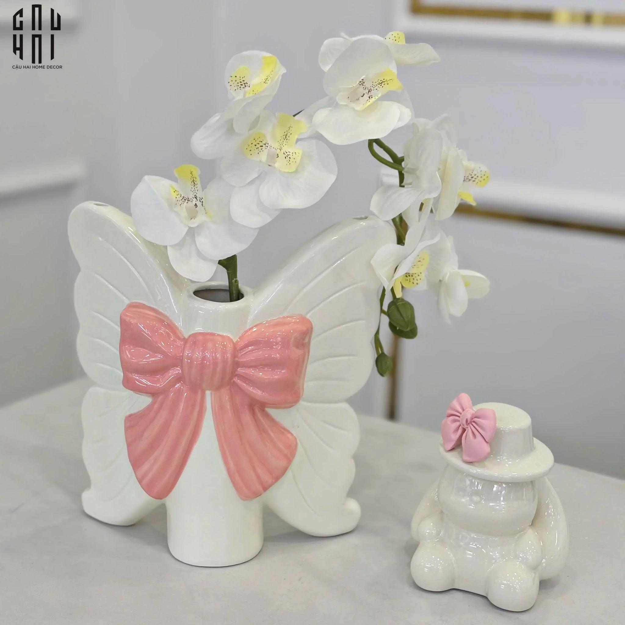 BÌNH HOA CERAMIC PINKY TIE SS25 - BLANC