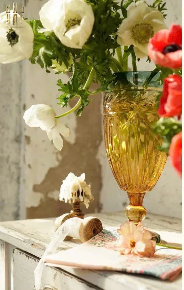 Bình Hoa Crystal Amber Verdant Goblet H26.8 W11.9 D8.4-BÌNH HOA-CẬU HAI HOME DECOR