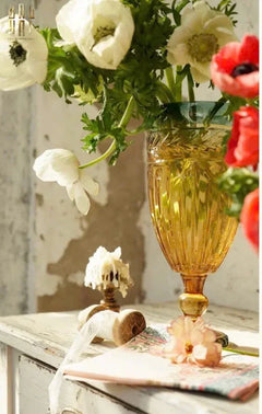 Bình Hoa Crystal Amber Verdant Goblet H26.8 W11.9 D8.4-BÌNH HOA-CẬU HAI HOME DECOR