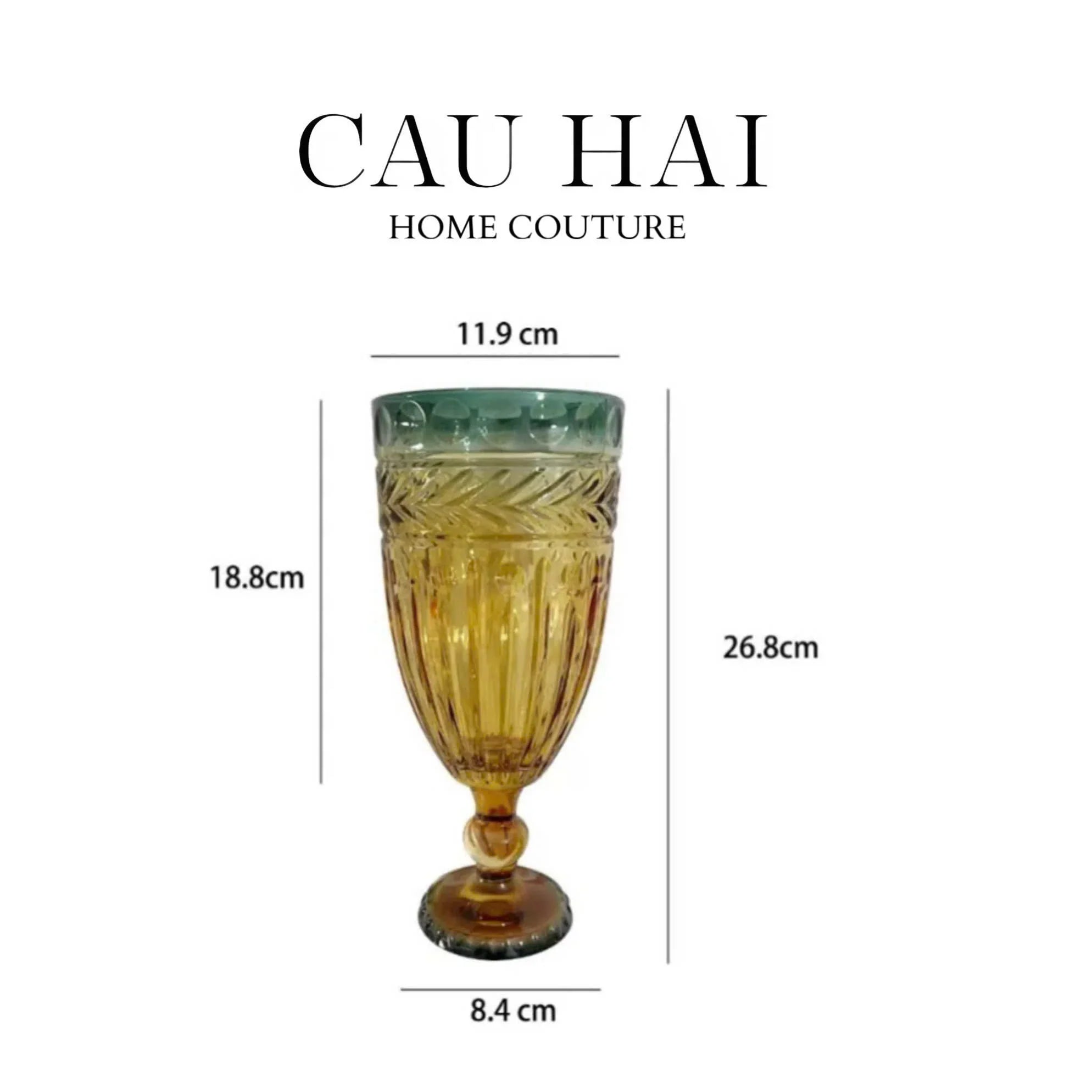 Bình Hoa Crystal Amber Verdant Goblet H26.8 W11.9 D8.4-BÌNH HOA-CẬU HAI HOME DECOR