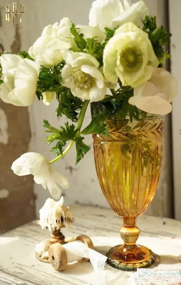 Bình Hoa Crystal Amber Verdant Goblet H26.8 W11.9 D8.4-BÌNH HOA-CẬU HAI HOME DECOR