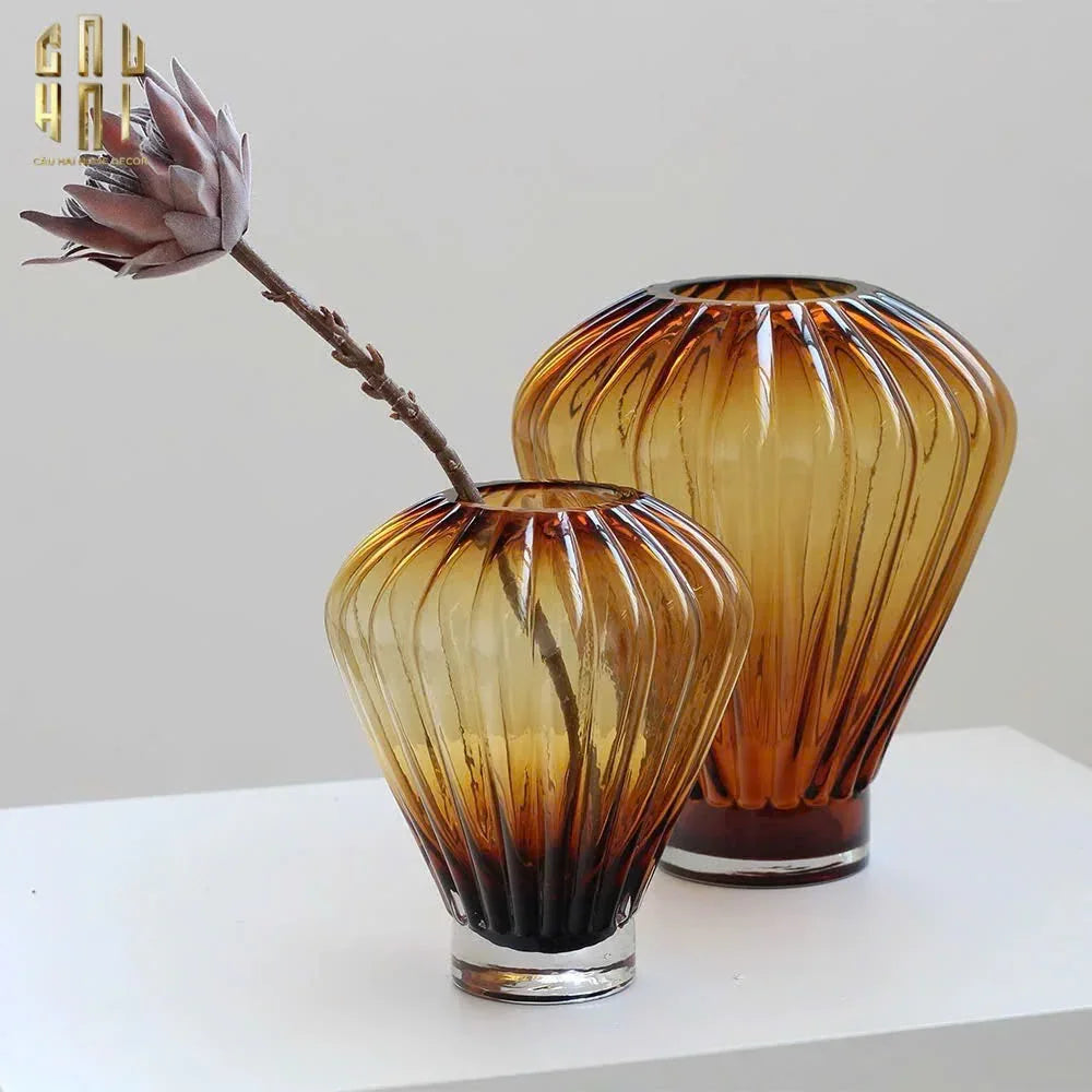 Bình Hoa Crystal Éclat Ambré H19-BÌNH HOA-CẬU HAI HOME DECOR