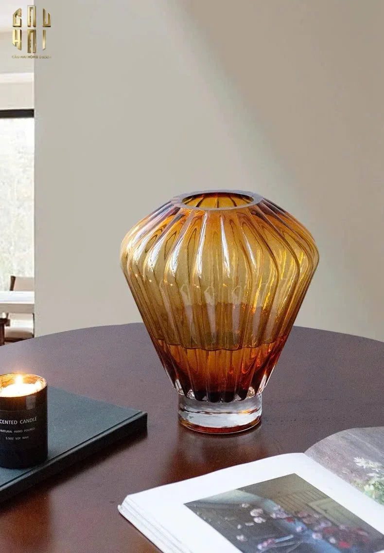 Bình Hoa Crystal Éclat Ambré H19-BÌNH HOA-CẬU HAI HOME DECOR