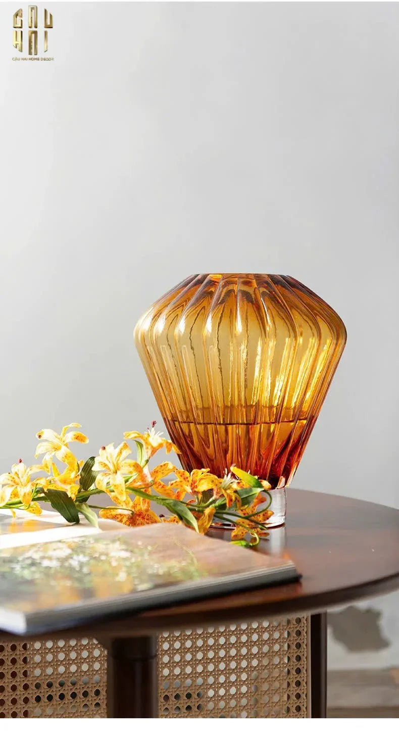 Bình Hoa Crystal Éclat Ambré H19-BÌNH HOA-CẬU HAI HOME DECOR