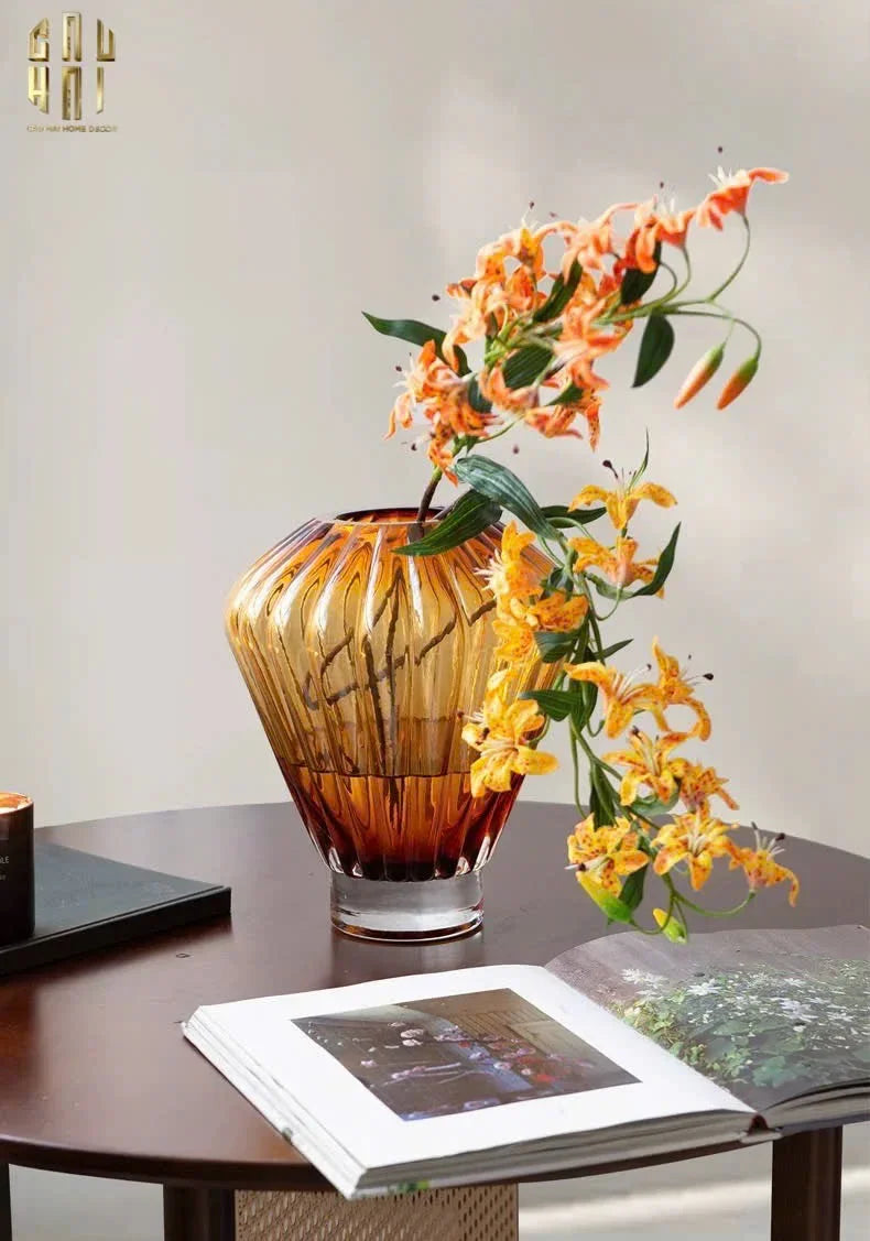 Bình Hoa Crystal Éclat Ambré H19-BÌNH HOA-CẬU HAI HOME DECOR