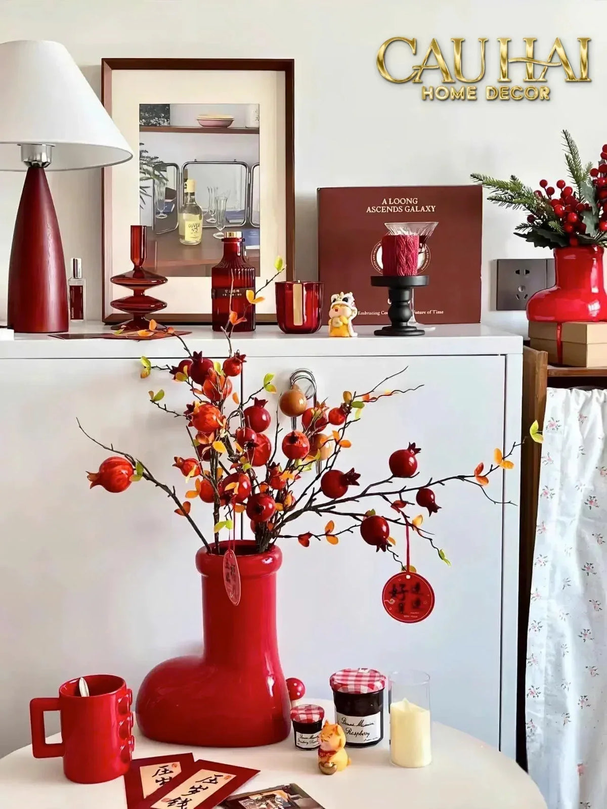 Bình Hoa Rouge Glossy Bubblr Boot Vase-BÌNH HOA-CẬU HAI HOME DECOR