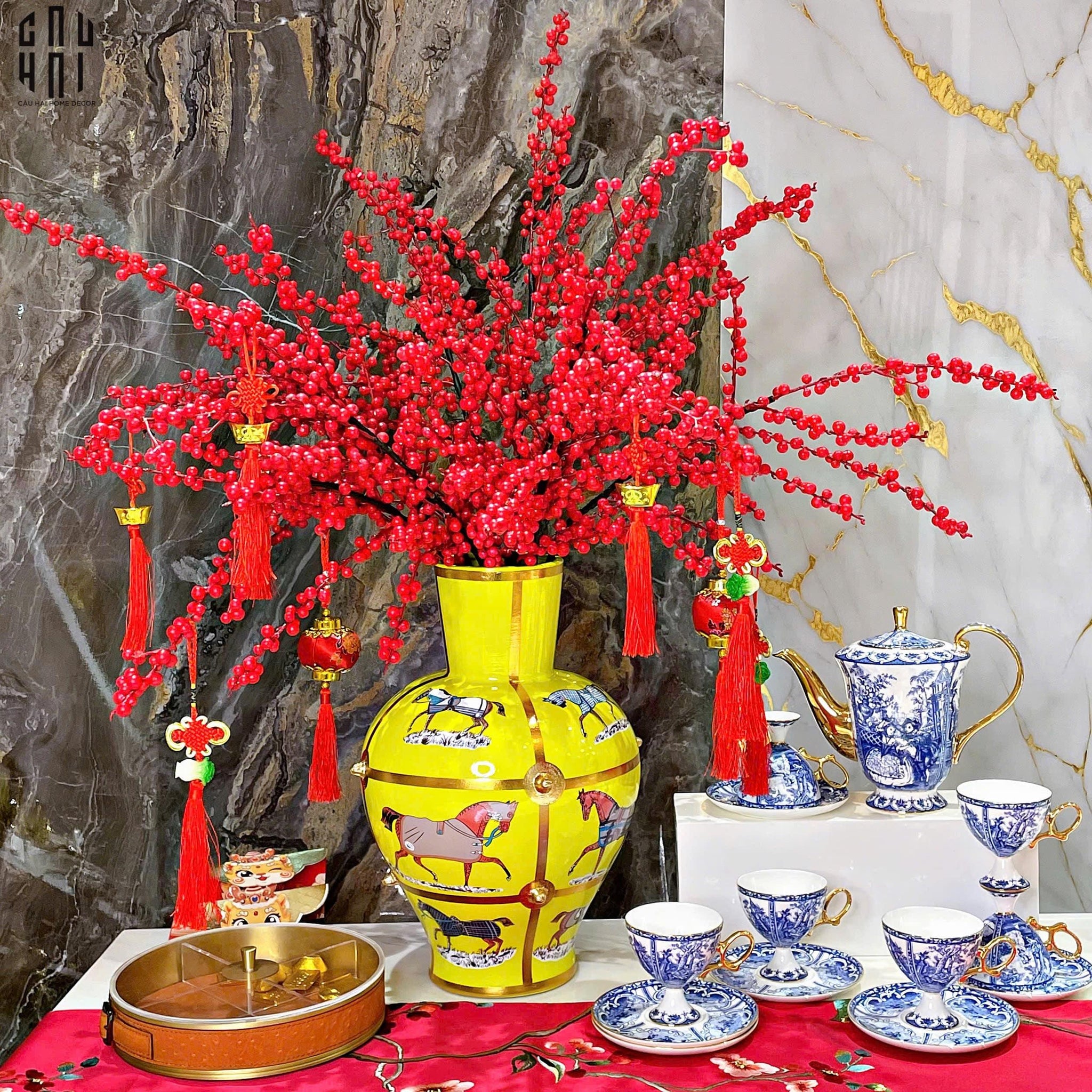 Bình Hoa Golden Chariot New Eidtion - Gold Dust Ss25 30x30x44-BÌNH HOA-CẬU HAI HOME DECOR