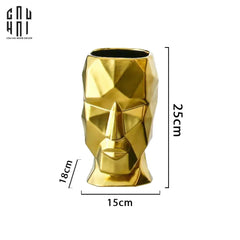 Bình Hoa Golden Moai 18x15x25-BÌNH HOA-CẬU HAI HOME DECOR