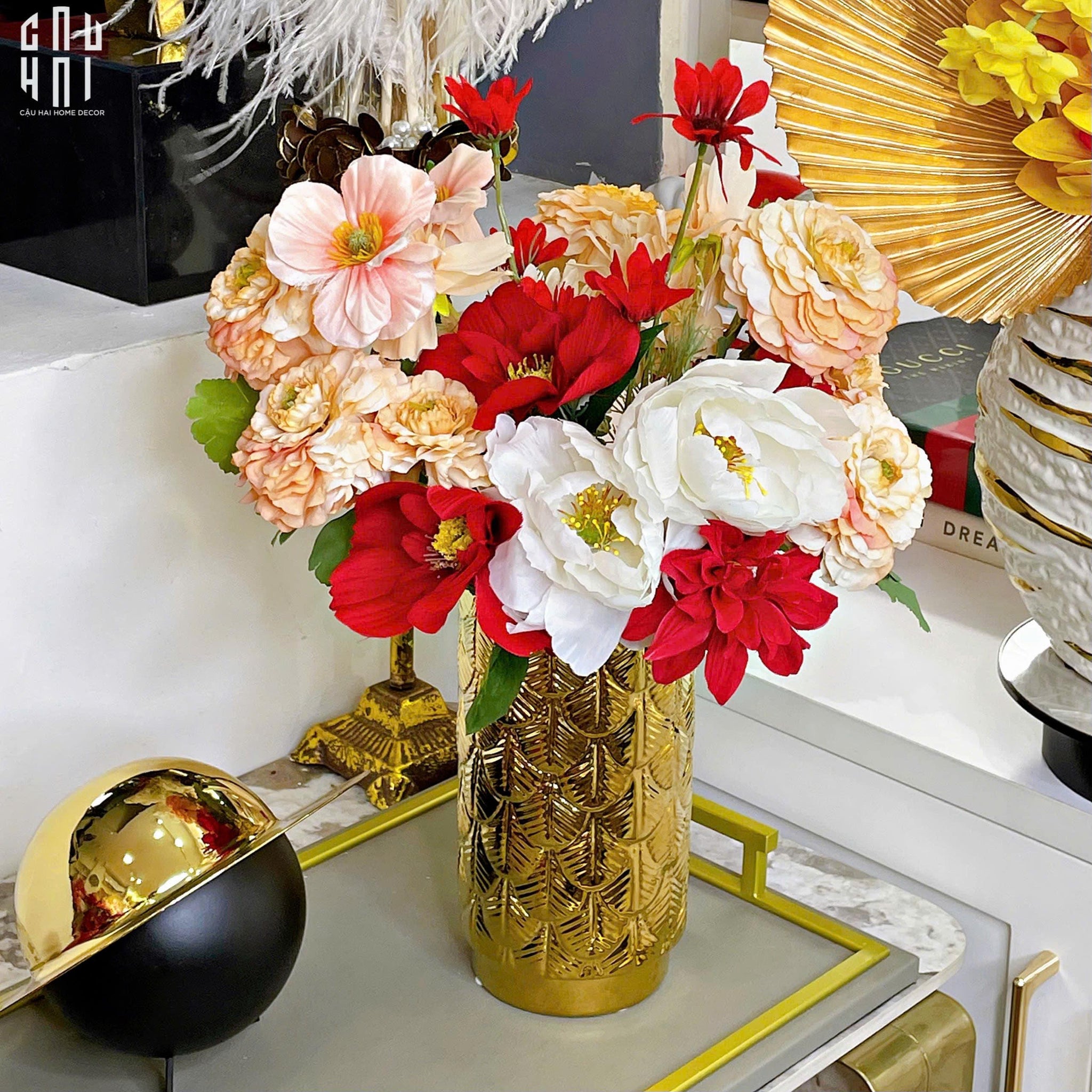 Bình Hoa Golden Scale 11x20-BÌNH HOA-CẬU HAI HOME DECOR