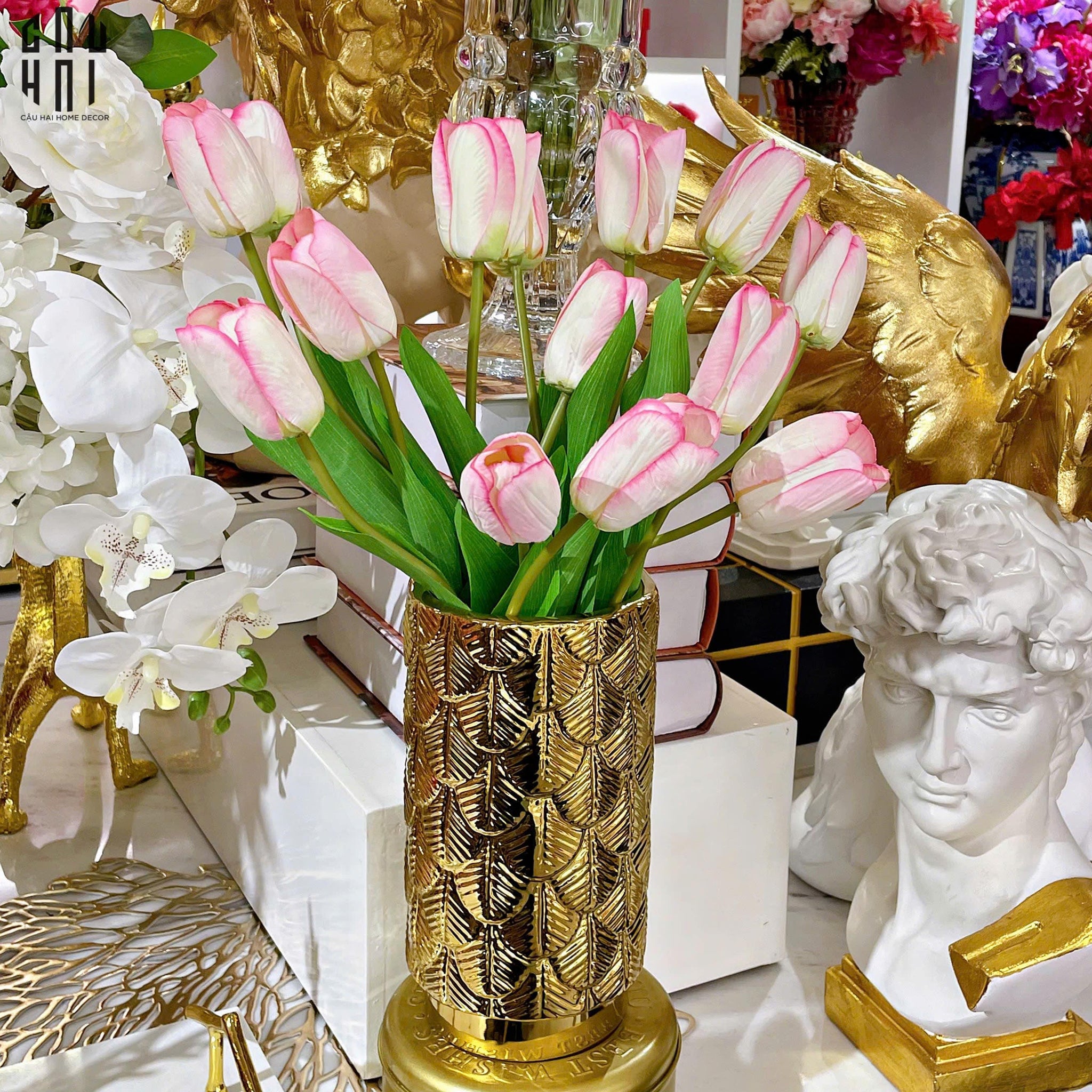 Bình Hoa Golden Scale 11x20-BÌNH HOA-CẬU HAI HOME DECOR
