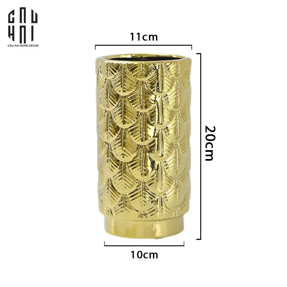 Bình Hoa Golden Scale 11x20-BÌNH HOA-CẬU HAI HOME DECOR