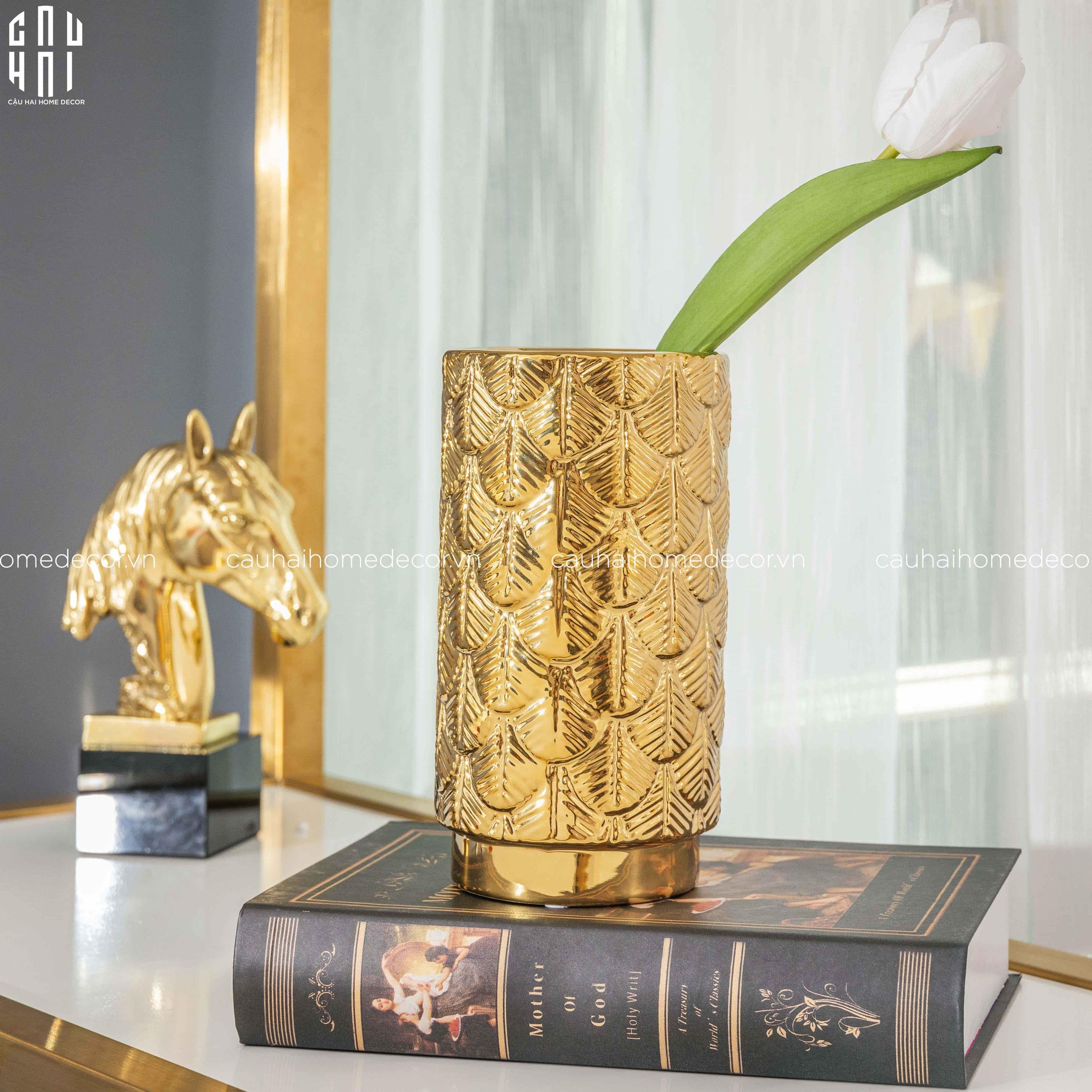 BÌNH HOA GOLDEN SCALE 20-CẬU HAI HOME DECOR