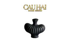 Bình Hoa Gốm Đen Petit Noir Plissé Vase 19x19.5-CẬU HAI HOME DECOR