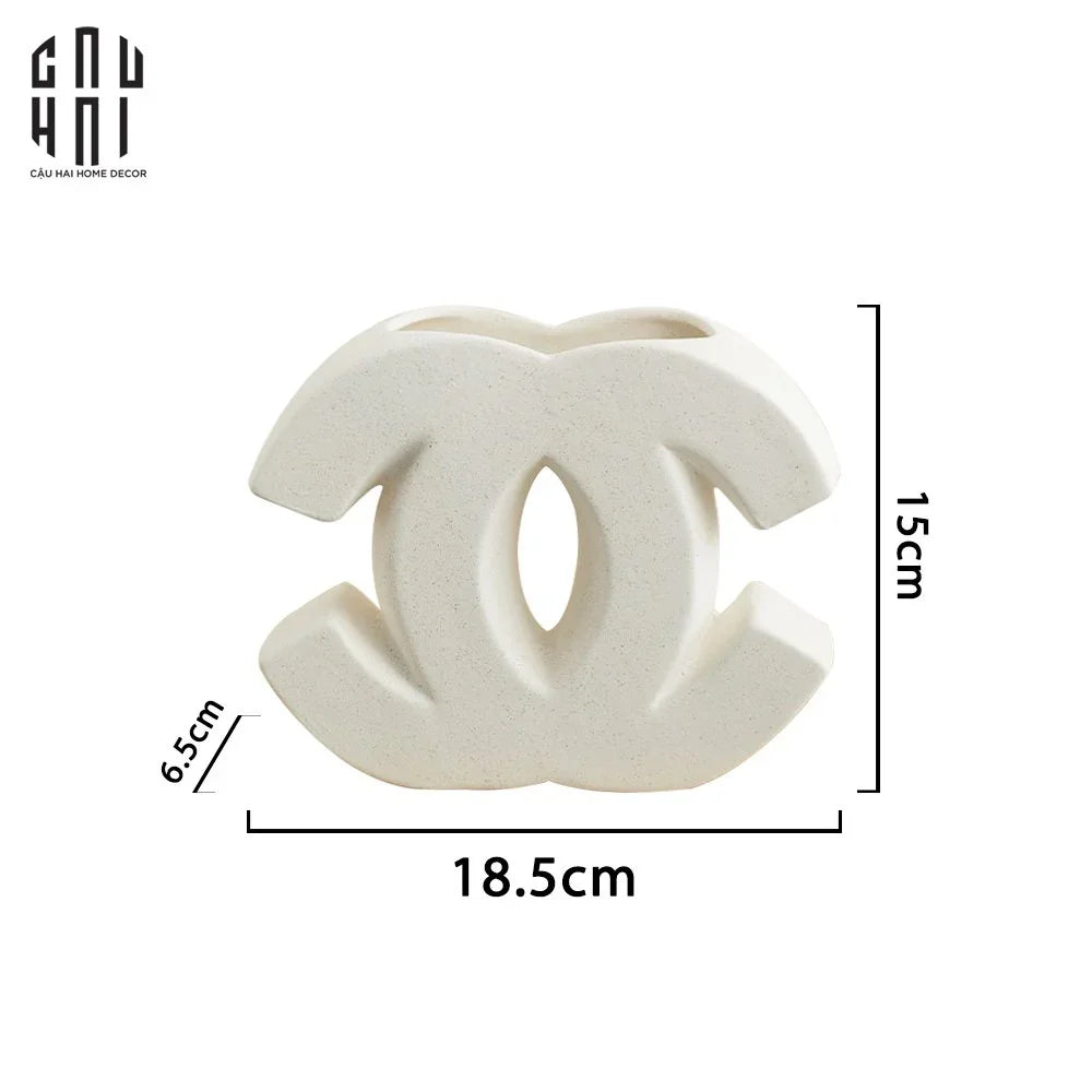 Bình Hoa Gốm Trắng Coco Blanche Iconique Couture Vase 15x18-BÌNH HOA-CẬU HAI HOME DECOR