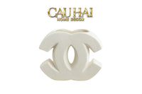 Bình Hoa Gốm Trắng Coco Blanche Iconique Couture Vase 15x18-BÌNH HOA-CẬU HAI HOME DECOR