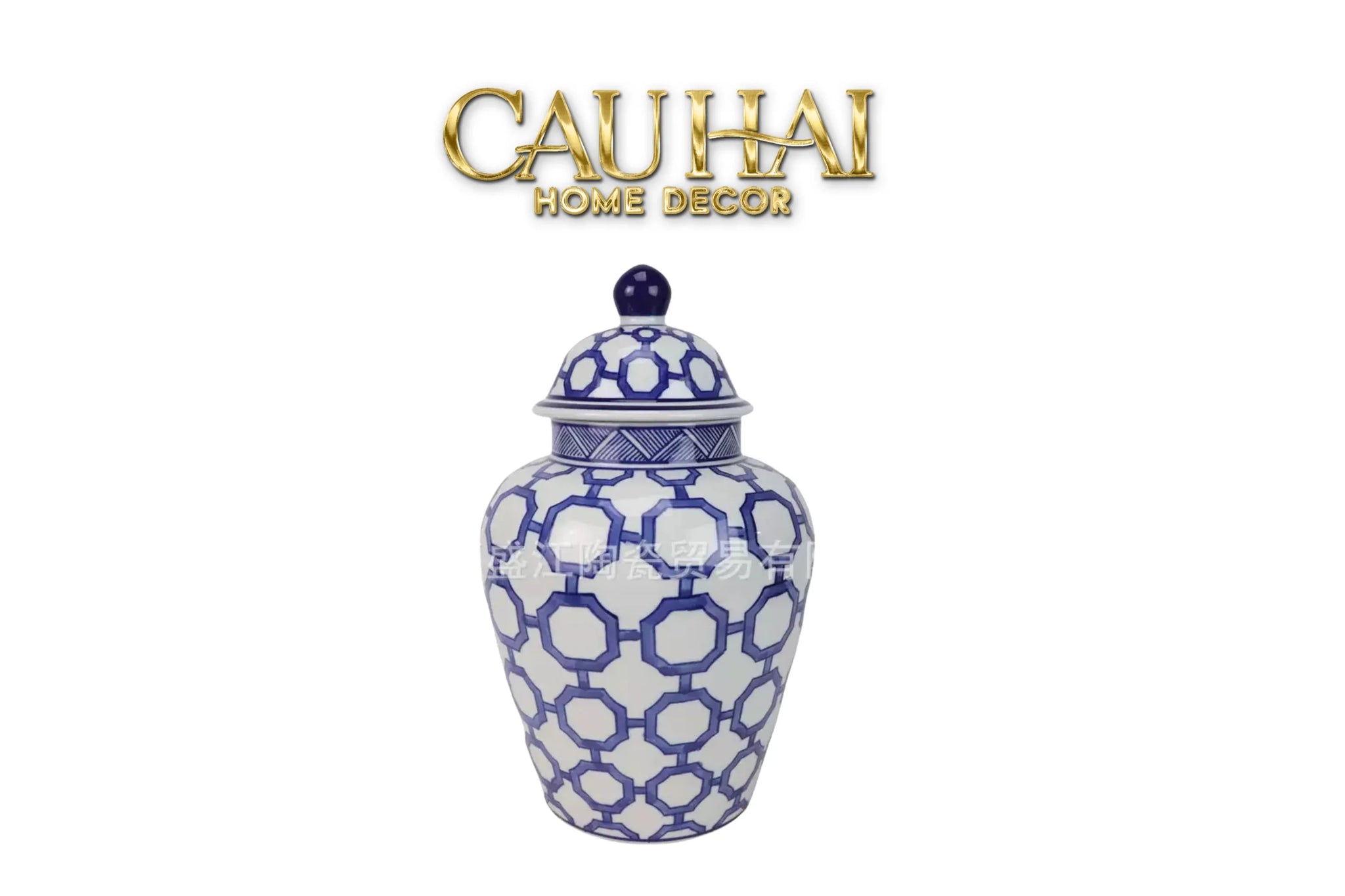 Bình Hoa Indochine Ginger Jar Oriental Heritage – Bleu Treillis H35-BÌNH HOA-CẬU HAI HOME DECOR