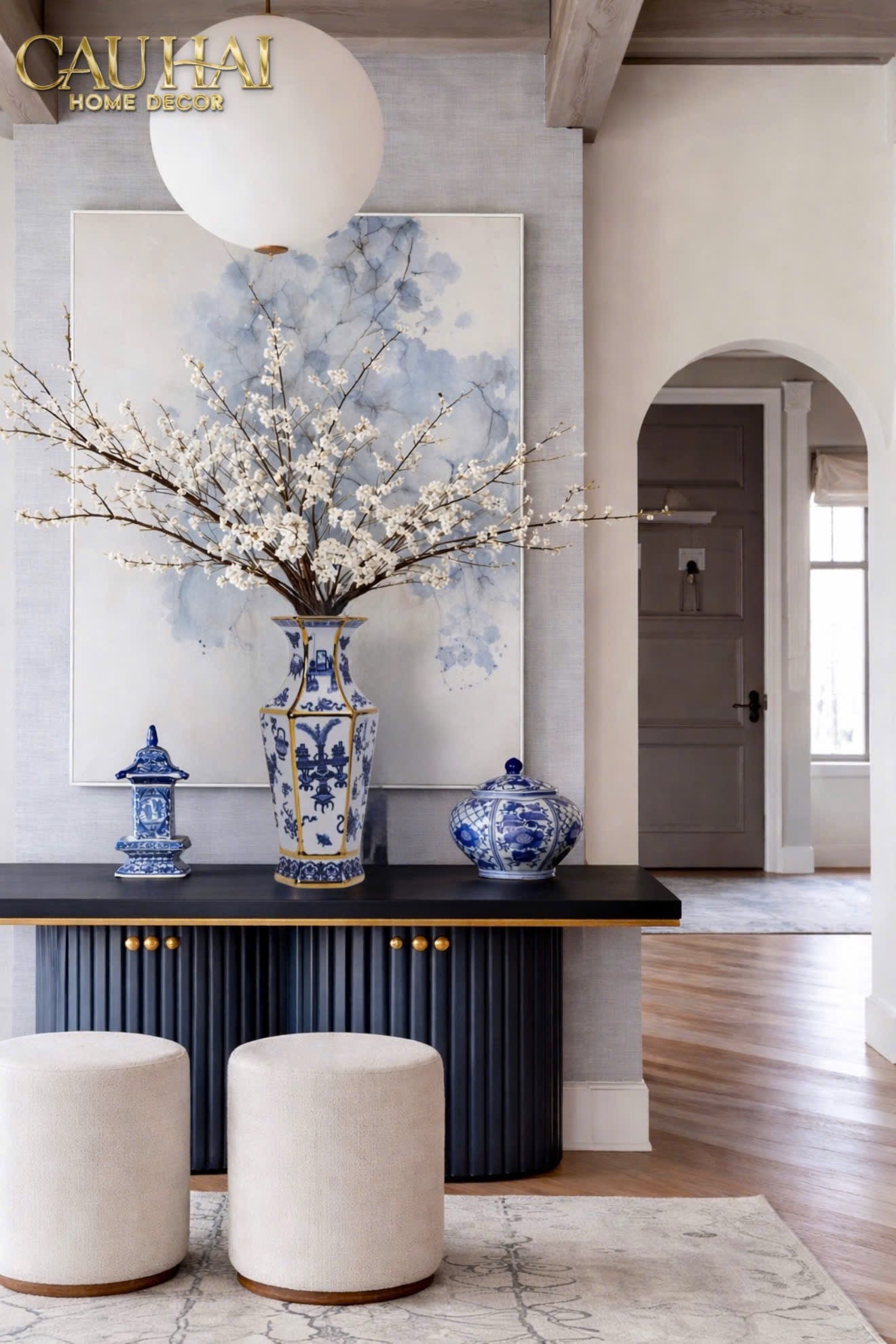 Bình Hoa Kim Tôn Lăng Trấn - Indochine Indigo Porcelain Vase 41-CẬU HAI HOME DECOR