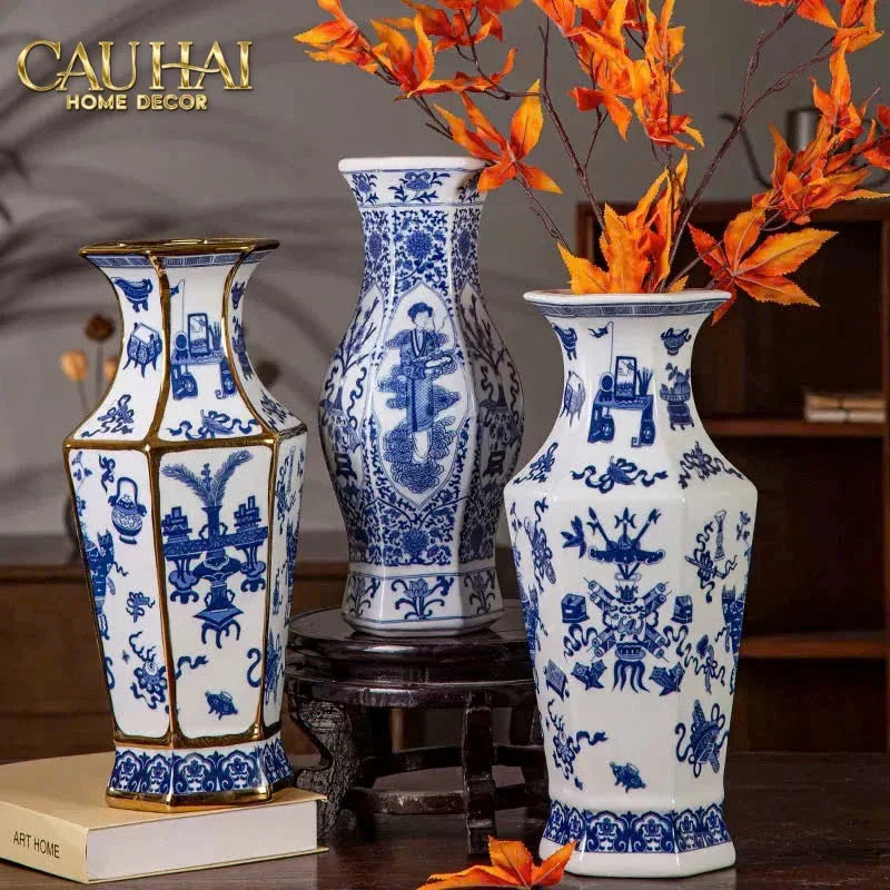 Bình Hoa Kim Tôn Lăng Trấn - Indochine Indigo Porcelain Vase H41-BÌNH HOA-CẬU HAI HOME DECOR