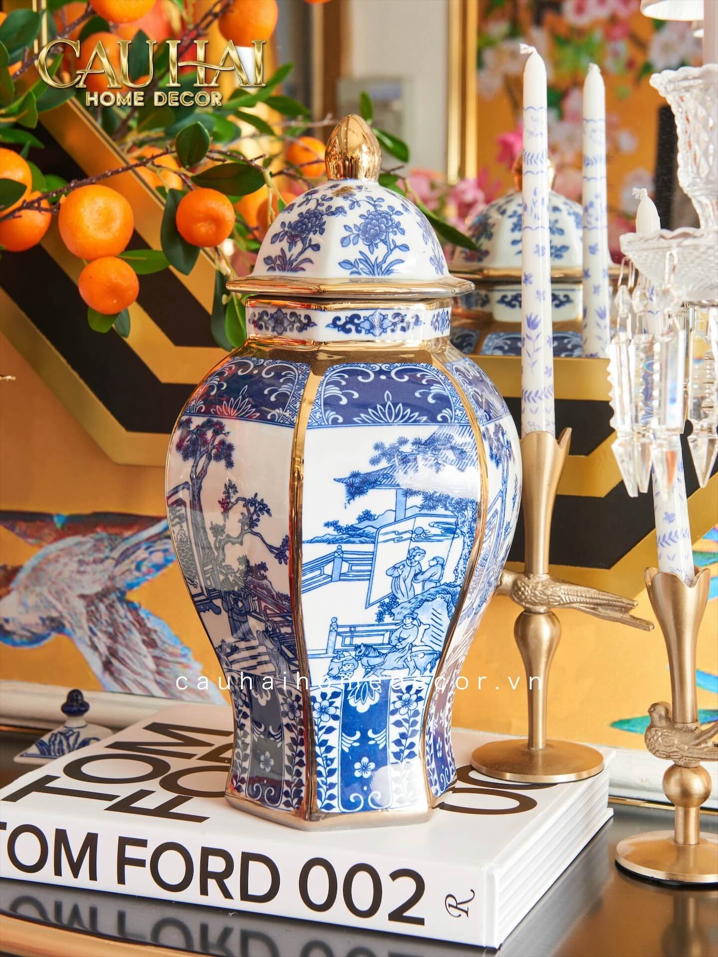 Bình Hoa Kim Tôn Lăng Trấn - Indochine Indigo Porcelain Vase H41-BÌNH HOA-CẬU HAI HOME DECOR