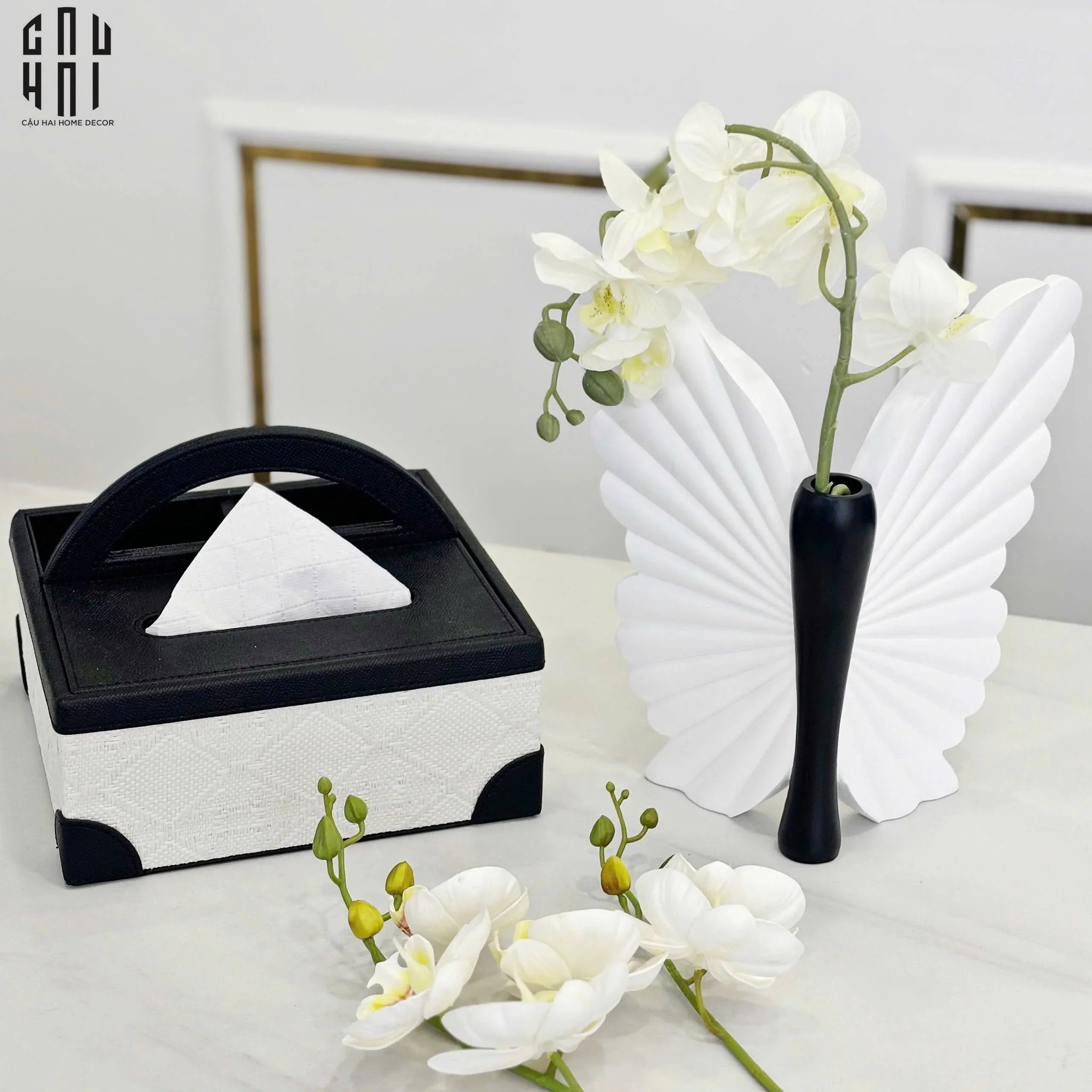 Bình Hoa Papillon Angel In Bloom - Noir H26x24x16-CẬU HAI HOME DECOR
