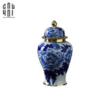 Bình Hoa Phù Dung Men Lam Size 39 - CẬU HAI HOME DECOR