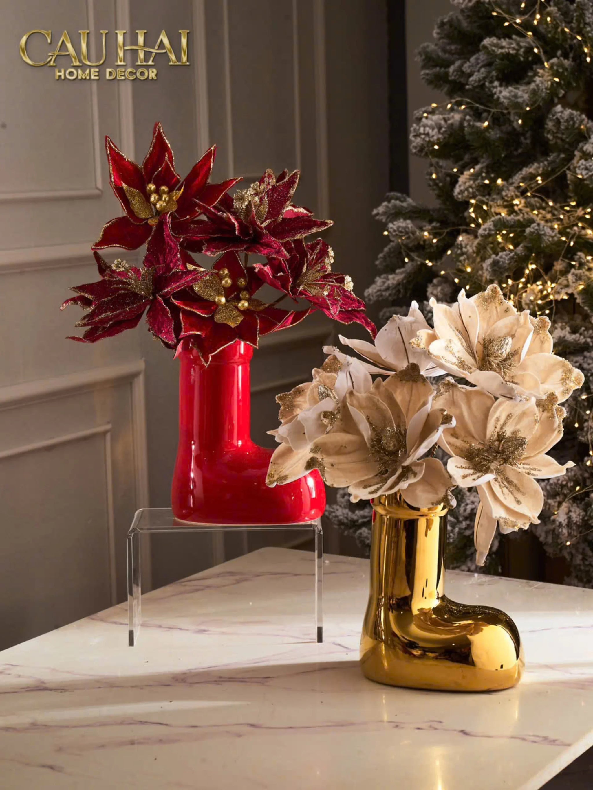 Bình Hoa Rouge Glossy Bubblr Boot Vase-BÌNH HOA-CẬU HAI HOME DECOR