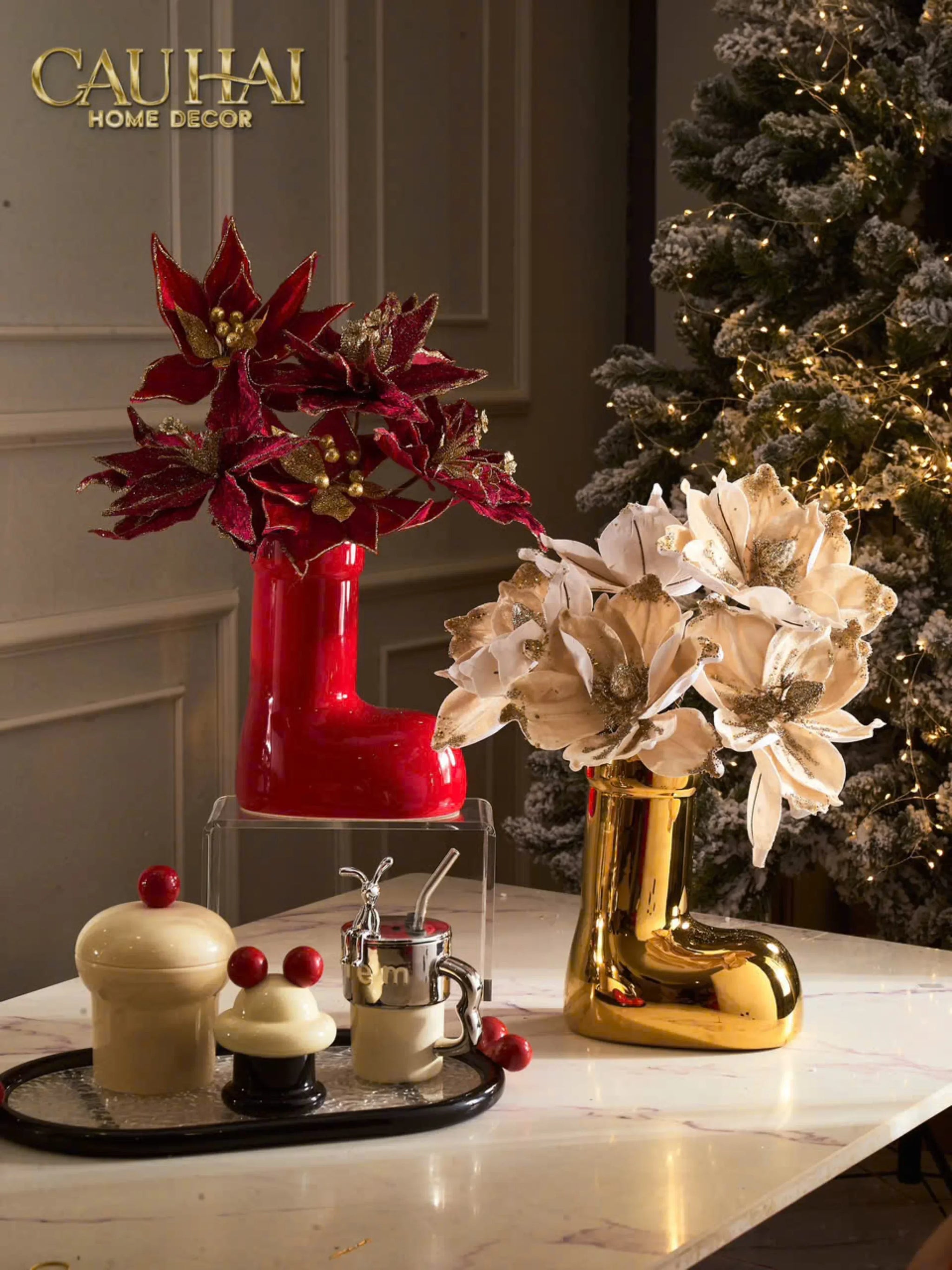 Bình Hoa Rouge Glossy Bubblr Boot Vase-BÌNH HOA-CẬU HAI HOME DECOR