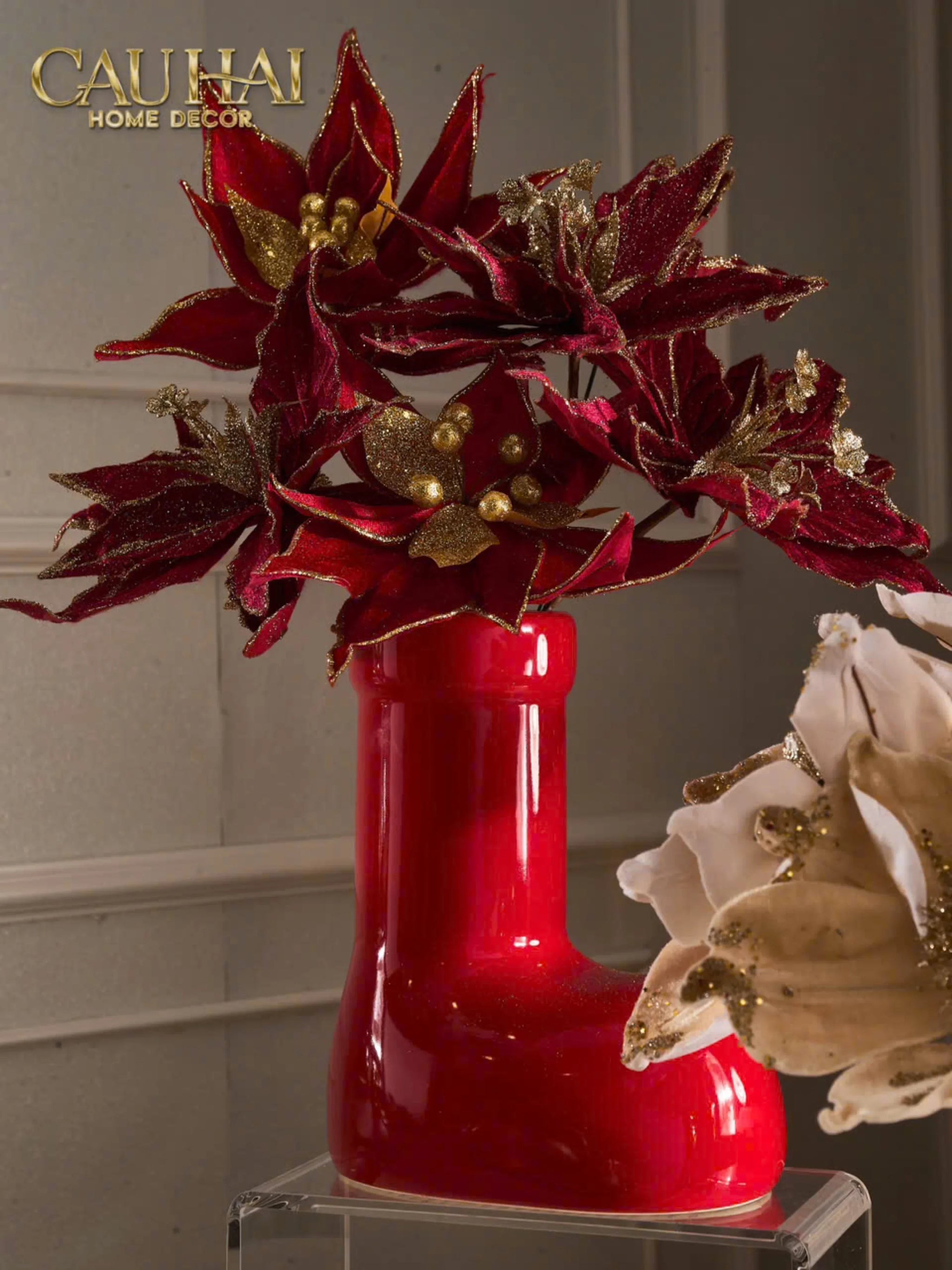 Bình Hoa Rouge Glossy Bubblr Boot Vase-BÌNH HOA-CẬU HAI HOME DECOR
