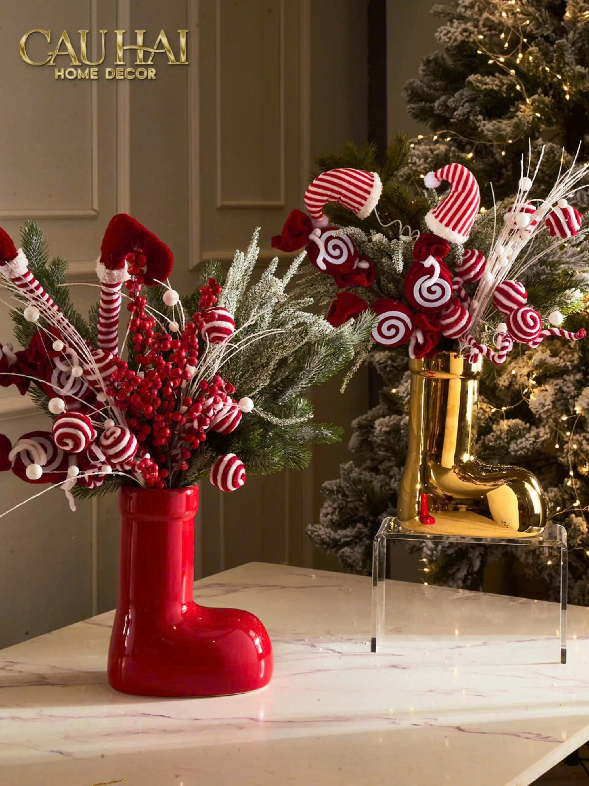 Bình Hoa Rouge Glossy Bubblr Boot Vase-BÌNH HOA-CẬU HAI HOME DECOR