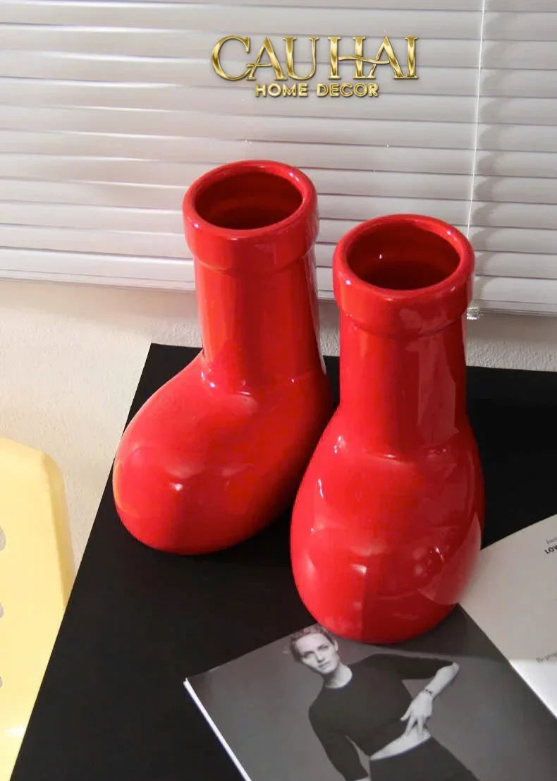 Bình Hoa Rouge Glossy Bubblr Boot Vase-BÌNH HOA-CẬU HAI HOME DECOR