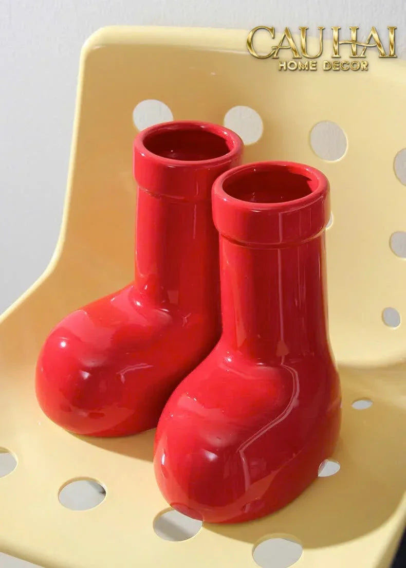 Bình Hoa Rouge Glossy Bubblr Boot Vase-BÌNH HOA-CẬU HAI HOME DECOR