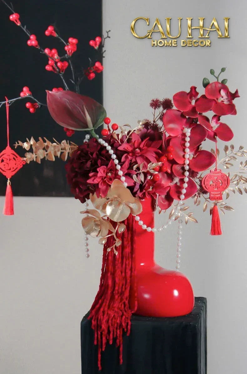 Bình Hoa Rouge Glossy Bubblr Boot Vase-BÌNH HOA-CẬU HAI HOME DECOR