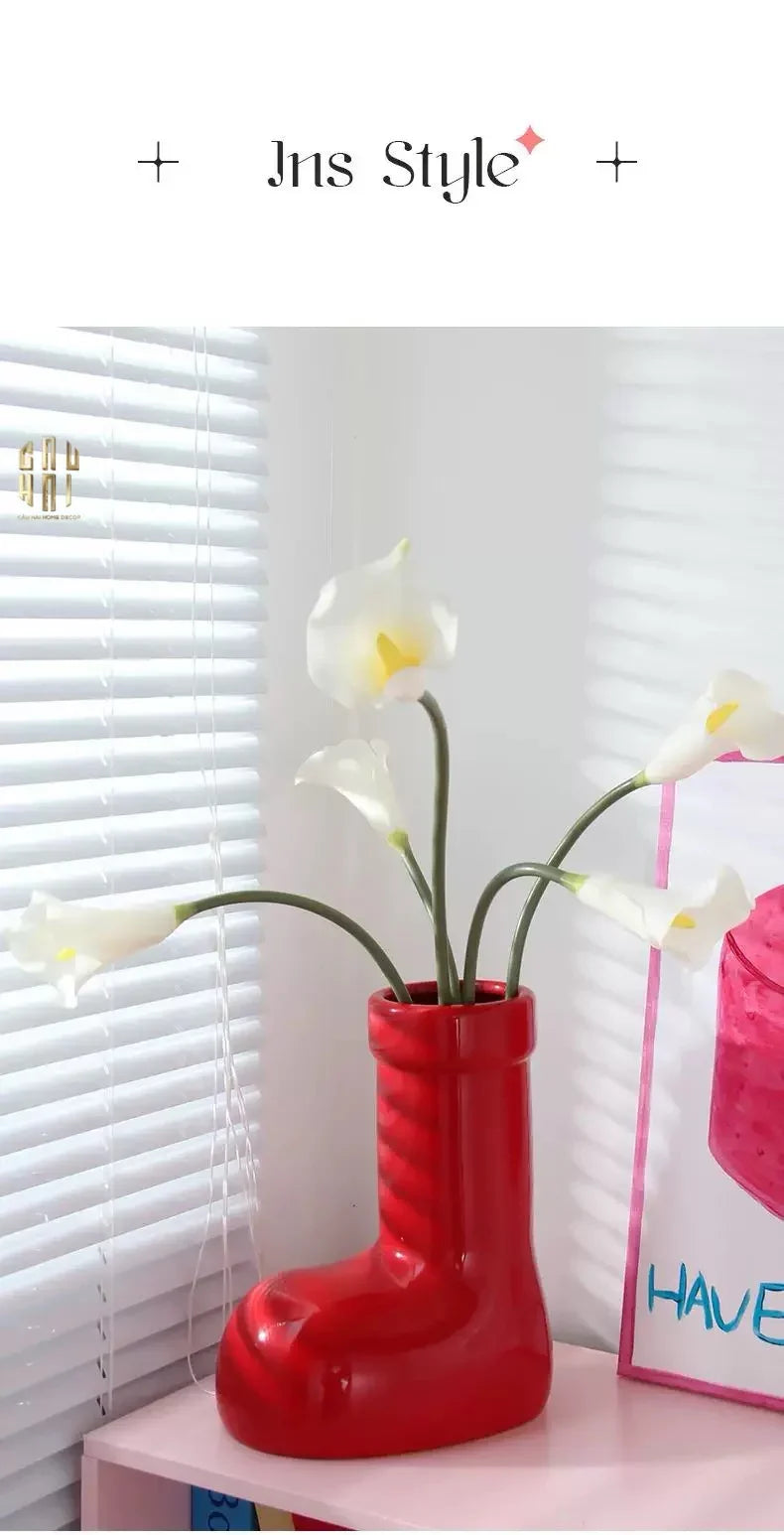 Bình Hoa Rouge Glossy Bubblr Boot Vase-BÌNH HOA-CẬU HAI HOME DECOR