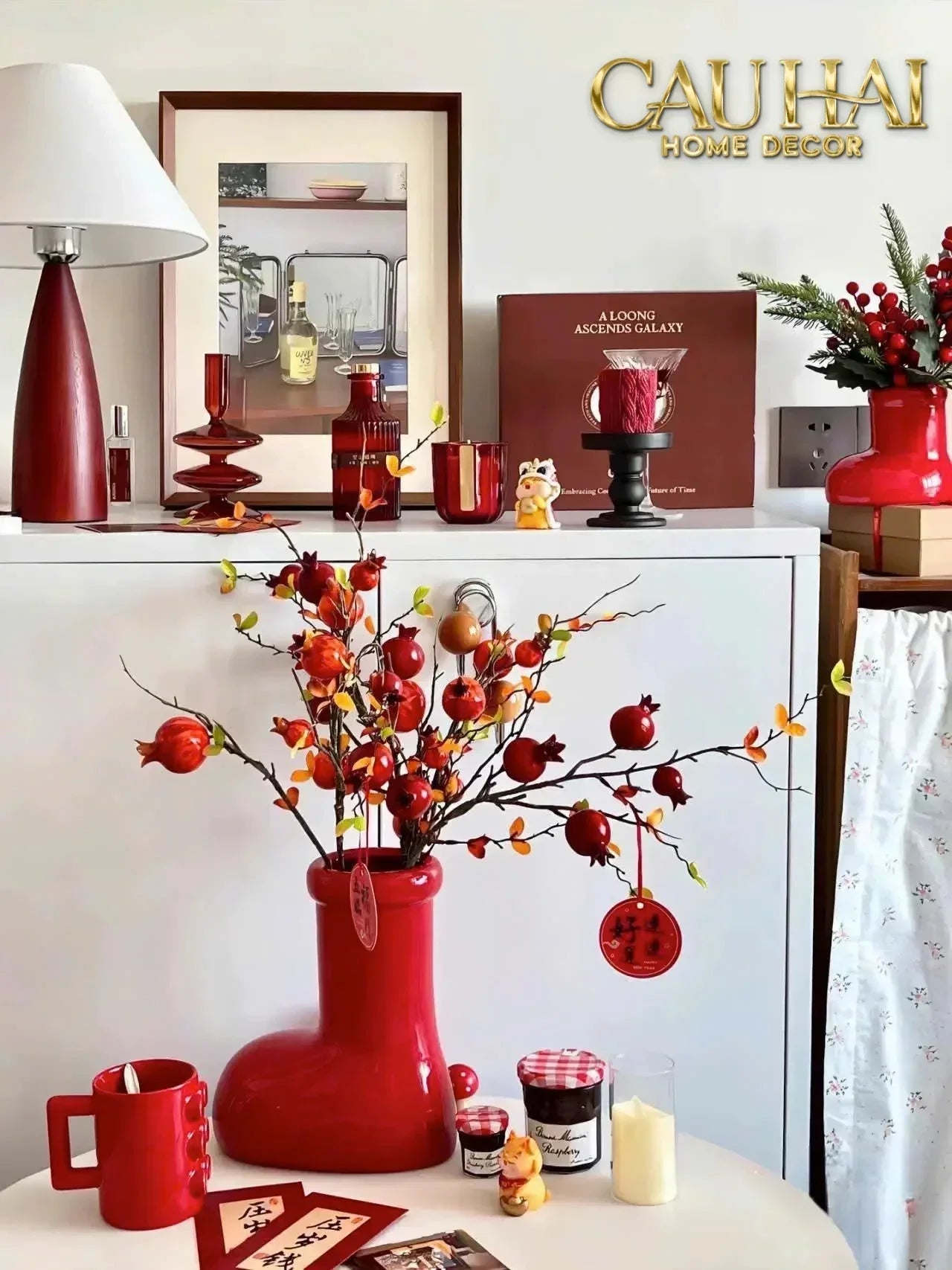 Bình Hoa Rouge Glossy Bubblr Boot Vase-BÌNH HOA-CẬU HAI HOME DECOR