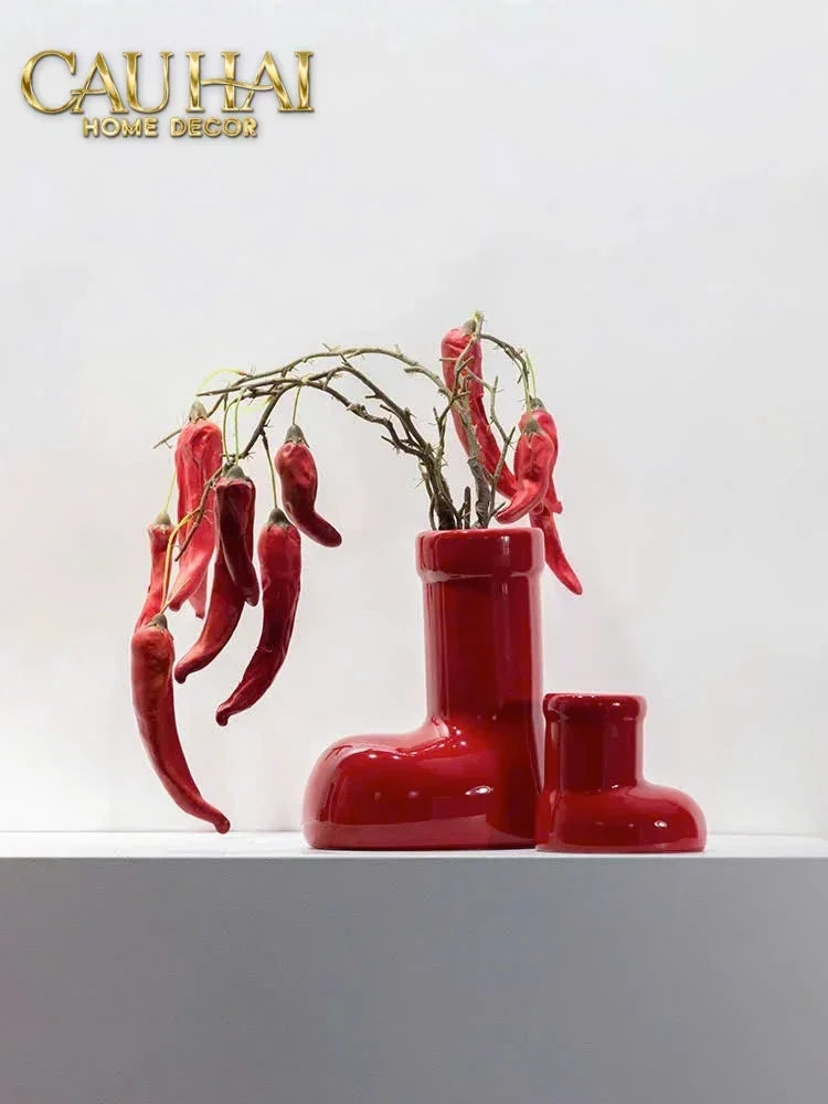 Bình Hoa Rouge Glossy Bubblr Boot Vase-BÌNH HOA-CẬU HAI HOME DECOR