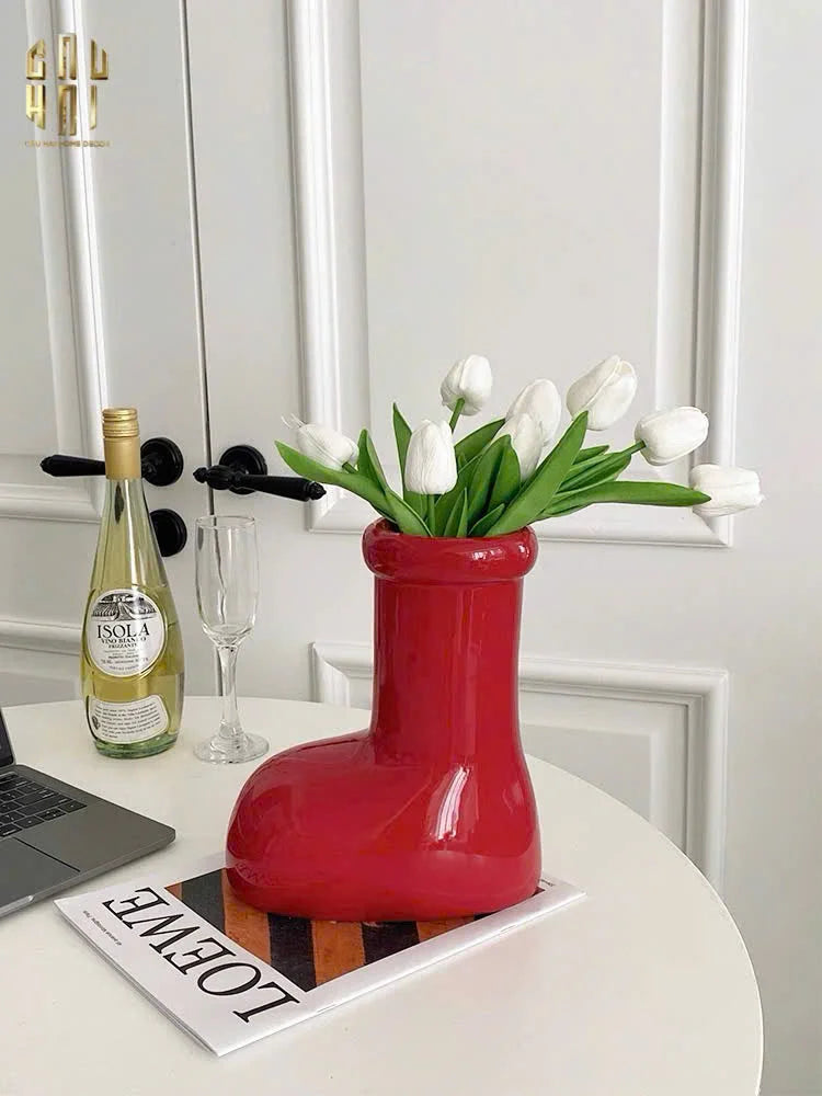 Bình Hoa Rouge Glossy Bubblr Boot Vase-BÌNH HOA-CẬU HAI HOME DECOR
