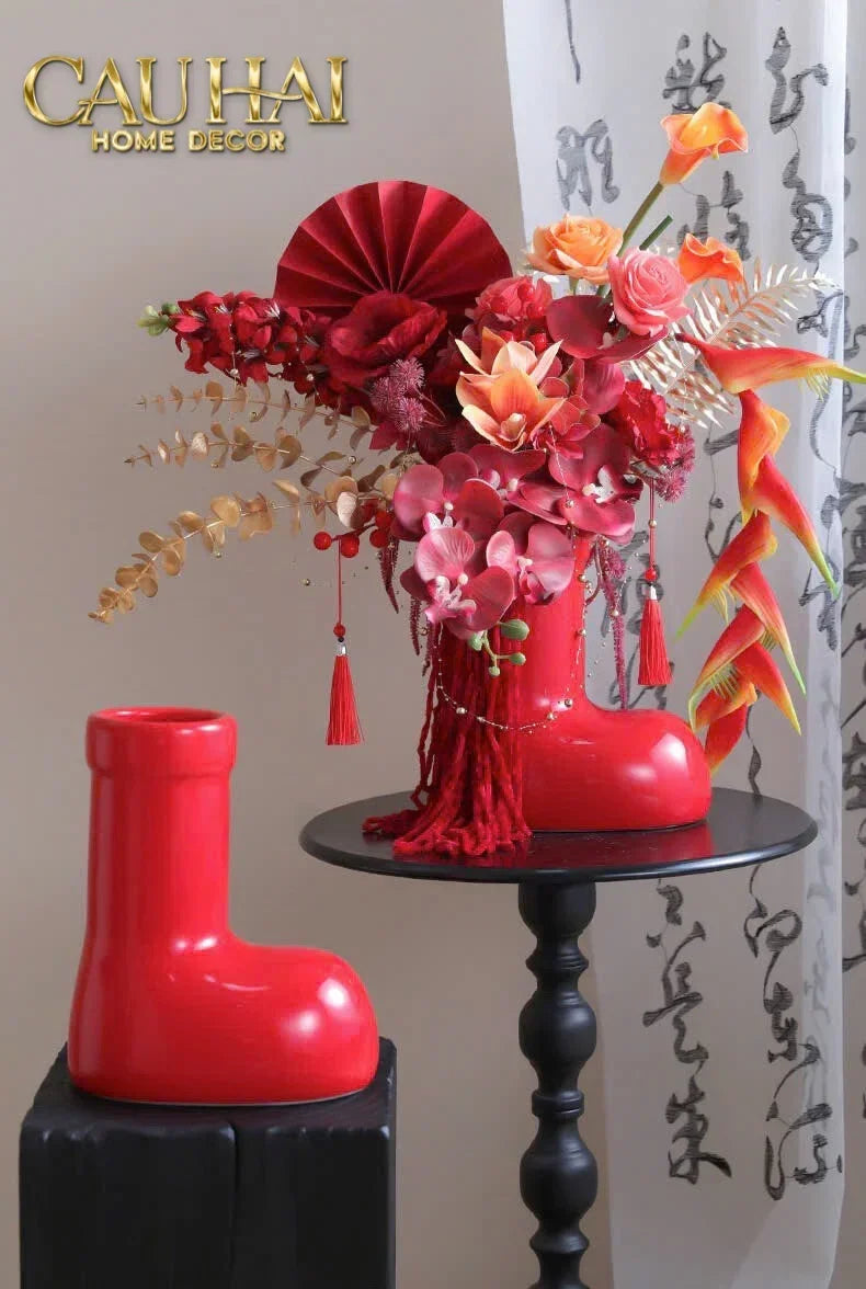 Bình Hoa Rouge Glossy Bubblr Boot Vase-CẬU HAI HOME DECOR
