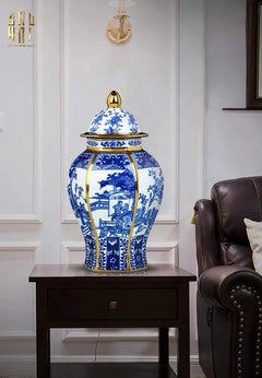 Bình Hoa Sứ Tráng Men Lam Thanh Anh 24x39-BÌNH HOA-CẬU HAI HOME DECOR