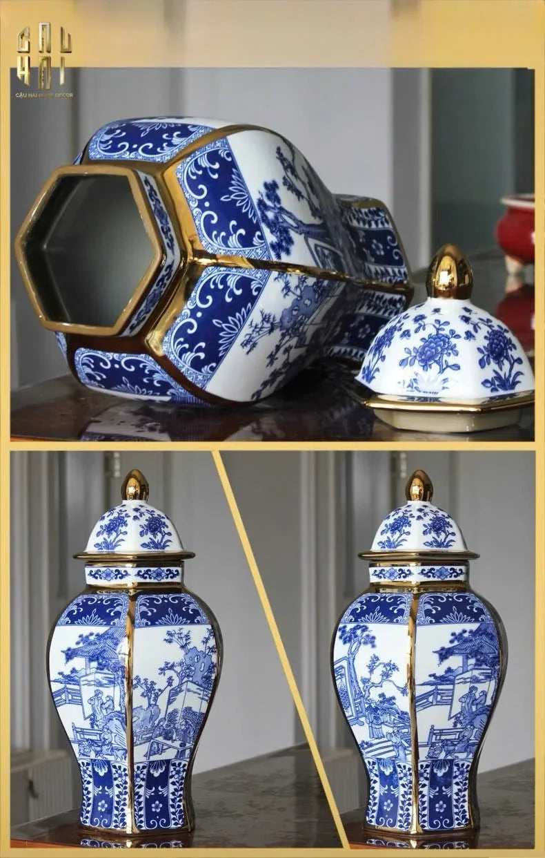 Bình Hoa Sứ Tráng Men Lam Thanh Anh 24x39-BÌNH HOA-CẬU HAI HOME DECOR