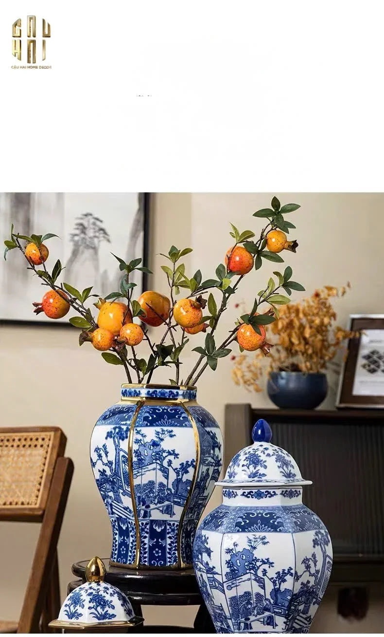 Bình Hoa Sứ Tráng Men Lam Thanh Anh 24x39-BÌNH HOA-CẬU HAI HOME DECOR
