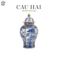 Bình Hoa Sứ Tráng Men Lam Thanh Anh 24x39-BÌNH HOA-CẬU HAI HOME DECOR
